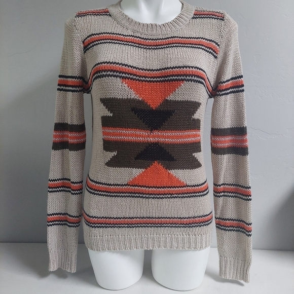 Francesca's Coollection Cream Southwest Aztec‎ Knit Sweater Size S Women - Picture 1 of 10